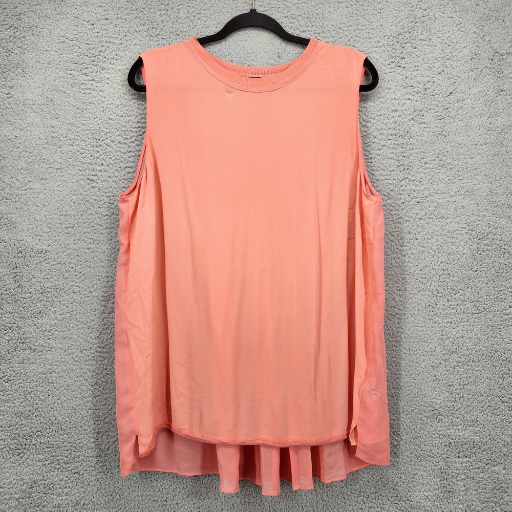 Elie Tahari Coral Silk Pleated Back Sleeveless Blouse Size XL